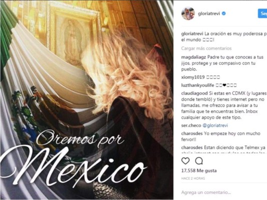 La cantante Gloria Trevi también envío muestras de consuelo