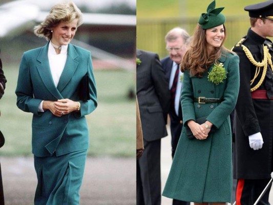 Fuentes cercanas a la princesa de Gales dicen haber comentado que el color verde era el color favorito de Lady Di por lo que Kate no ha dudado en mandar a confeccionar uno