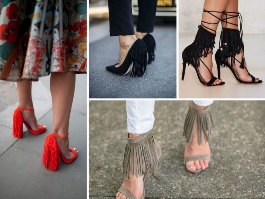 Presume tu estilo en cada paso. Los zapatos con flecos se ven increíbles con pantalones y hasta con vestidos estampados. No te preocupes por coordinar el color de tus prendas con tus zapatos, lo importante contrastar en estilo y color.