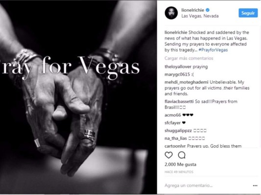 Celebridades reaccionan ante la tragedia en Las Vegas