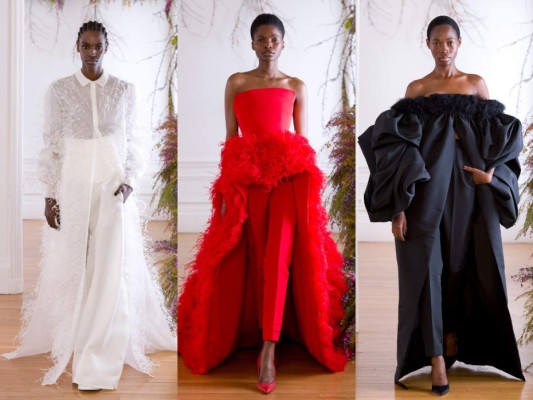 Ashi Studio presentó una colección con cortes y diseños clásicos, y con una paleta de colores muy definida en colores sobrios y variedad de tonalidades de rojos. ¡Nos encantó!