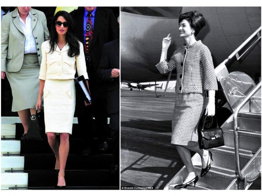 Working girl! Todas quieren ser como ella. Aunque la proclaman la nueva Jackie Kennedy, Amal prefiere no parecerse a nadie. Ella está muy cómoda con su imagen de mujer moderna y profesional que ha sabido elevar al máximo el look de working girl, reinventándolo con piezas de diseñador que fácilmente se puede adaptar con prendas low cost.