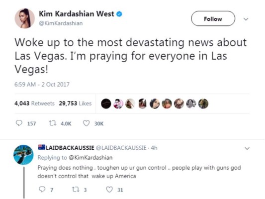 Celebridades reaccionan ante la tragedia en Las Vegas