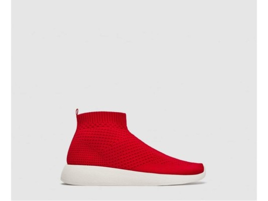 Red fabric sneakers