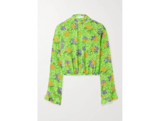 Blusa de crepé de seda con estampado floral y espalda abierta