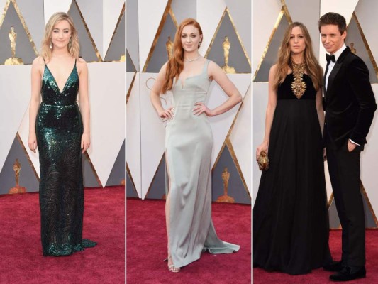 Saoirse Ronan en Calvin Klein, Sophie Turner en Galvan y Eddie Redmayne<br/>en Alexander McQueen