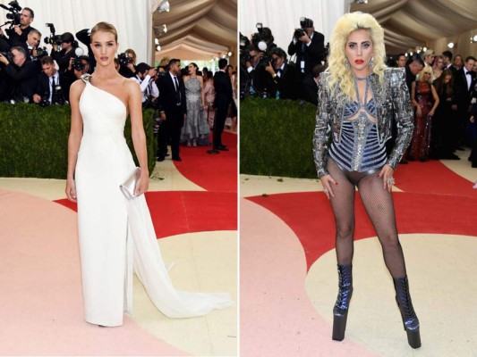 Rosie Huntington-Whiteley en Ralph Lauren Collection y Lady Gaga en Atelier Versace