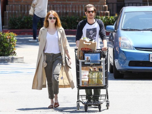 Emma Stone y Andrew Garfield de compras juntos en Ralphs en Los Ángeles.
