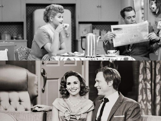 La serie comienza en blanco y negro, centrándose en su vida de recién casados, hace alusión a series como I love Lucy (1951) y The Dick Van Dyke Show (1961).