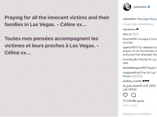 Celebridades reaccionan ante la tragedia en Las Vegas