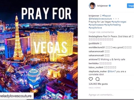Celebridades reaccionan ante la tragedia en Las Vegas