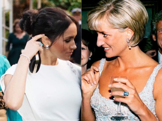 Están conectadas a través de sus anillos de compromiso:<br/>Harry diseñó personalmente el anillo de compromiso de Meghan el cual incluye varios diamantes de la colección de Diana
