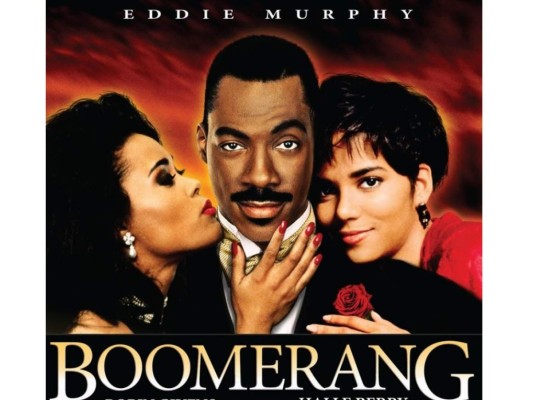 13. Boomerang<br/><br/>Boomerang es una película dirigida por Reginald Hudlin y protagonizada por Eddie Murphy. Cuenta la historia de Marcus es un exitoso ejecutivo de publicidad que corteja a las mujeres. Después que su empresa se fusionara, él encuentra que su nueva jefa, Jacqueline, lo trata de la misma manera. Completamente traumatizado por esto, su trabajo va mal.<br/>