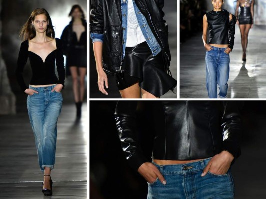 Denim y cuero protagonistas del desfile de Saint Laurent en París. Despídete de los skinny jeans y dale la bienvenida a los boyfriend jeans.