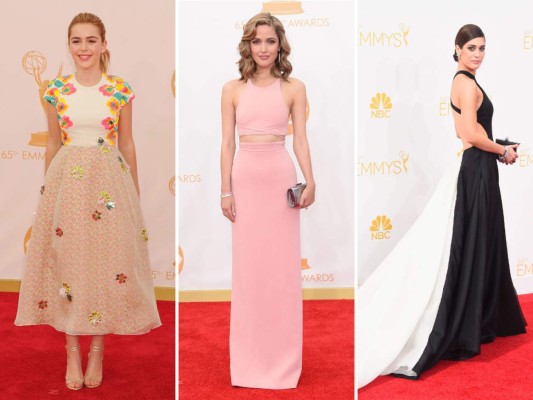 Kiernan Shipka en DelPozo (2013), Rose Byrne en Calvin (2013) y Lizzy Caplan en Donna Karan (2014)