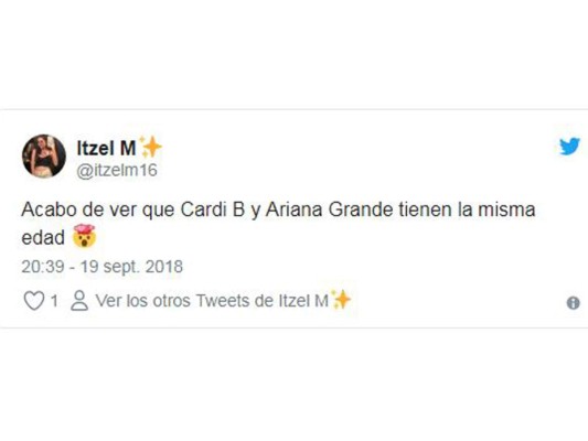 Los cibernautas se vuelven locos al saber que Ariana Grande y Cardi B tiene la misma edad