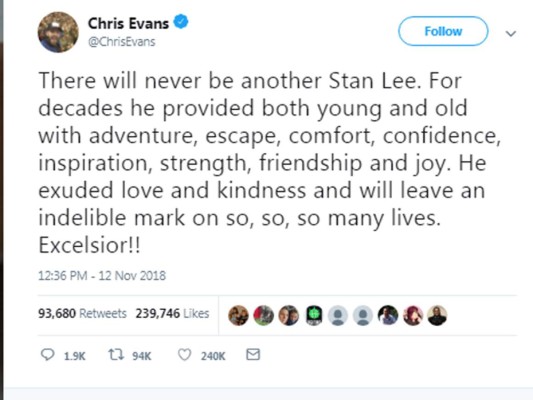Famosos despiden a Stan Lee