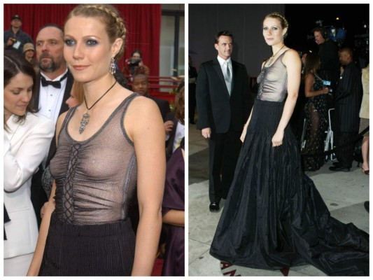¿Qué pasó con Paltrow? La actriz Gwyneth Paltrow decepcionó en la alfombra de 2002 con este diseño de Alexander McQueen, que no favorecía a su figura, ni a su belleza