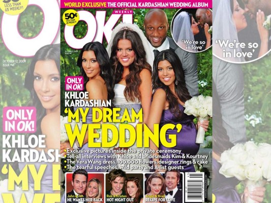El señor y la señora Odom se casaron un mes después de su primer encuentro. La pareja develó las fotos de su boda a OK! Magazine y la celebración fue filmada para el reality Keeping Up With The Kardashians