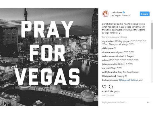 Celebridades reaccionan ante la tragedia en Las Vegas