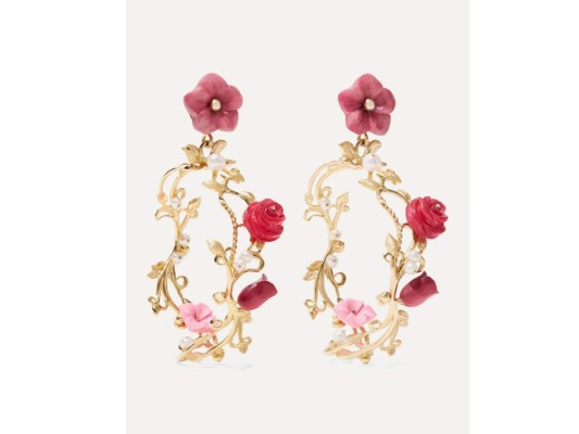 <br/>Pendientes de múltiples piedras con forma de flor de oro