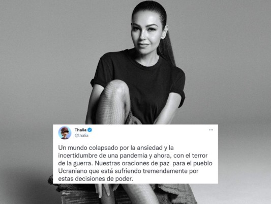 Thalia. La actriz mexicana en su cuenta de Twitter condenó la guerra y pidió oraciones para el pueblo de Ucrania.