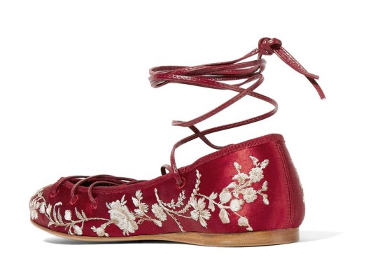 Flats de flores bordadas con hilo de seda by Etro