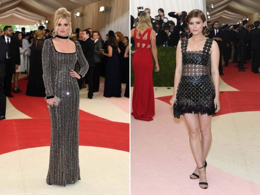 Lara Stone en Tom Ford y Kate Mara en Paco Rabanne