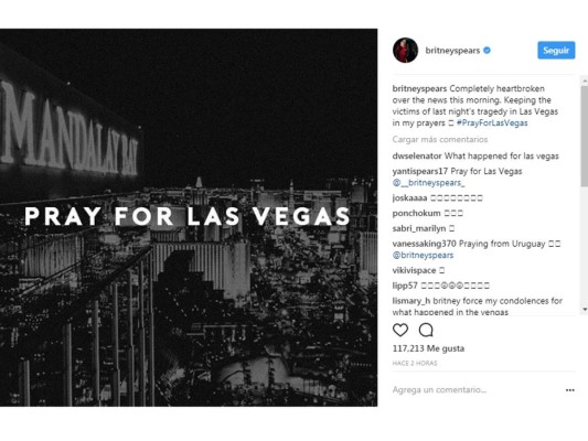 Celebridades reaccionan ante la tragedia en Las Vegas