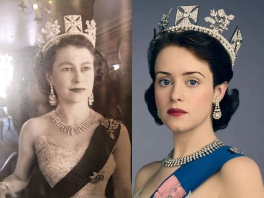 Claire Foy como la Reina Isabel II en la juventud.