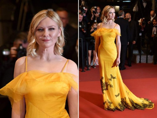Kirsten Dunst en un vestido amarillo creación de John Galliano para Maison Margiela.