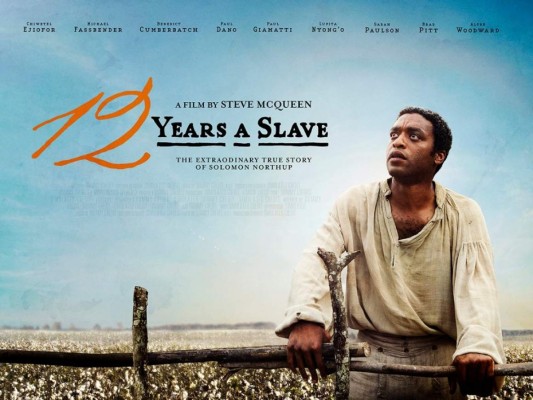 9. 12 years a Slave<br/><br/>Es una película dramática británico-estadounidense de 2013, dirigida por Steve McQueen y protagonizada por Chiwetel Ejiofor. Es el tercer largometraje del director McQueen, fue ganadora de tres Premios Óscar en la edición 86º del certamen (2013) por mejor película, mejor actriz de reparto (Lupita Nyong'o) y mejor guion adaptado.<br/>