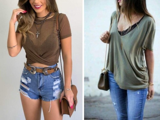 Con camisetas<br/>Sobre todo con estas shirt semi transparentes, un bralette por debajo definitivamente le dará el plus a tus outfits diarios.<br/>