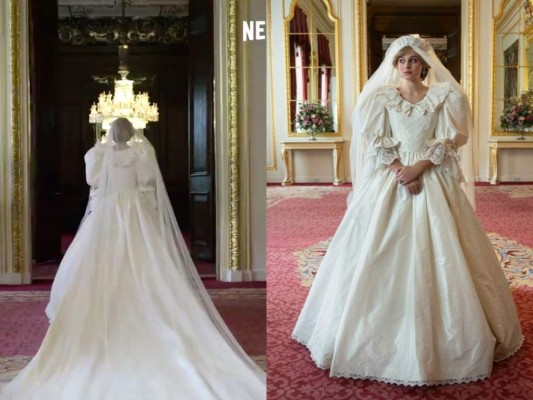 Netflix recreó el traje para la interpretación de Emma Corrin como la princesa de Gales en The Crown. Amy Roberts, la diseñadora de la serie, manifestó que este vestido tomó catorce semanas en confeccionarse pero recibió menos de un minuto de tiempo de pantalla.