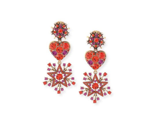 Pendientes de cristales con gota de corazón by Oscar de la Renta.