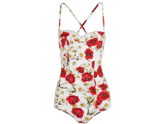 Traje de baño de una pieza con flower prints by Dolce & Gabbana
