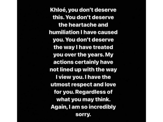 Tristan Thompson se disculpa con Khloé Kardashian por haberla humillado
