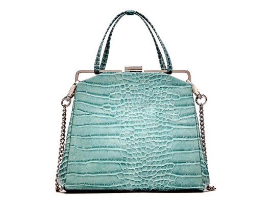 De lujo. Bolso con textura de piel de cocodrilo con asa de mano y cadena de eslabones metálicos by Zara