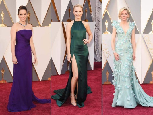 Tina Fey, Rachel McAdams en August Getty Atelier y Cate Blanchett en Armani