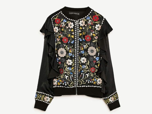 Bomber jacket con vuelos laterales y bordados by Zara