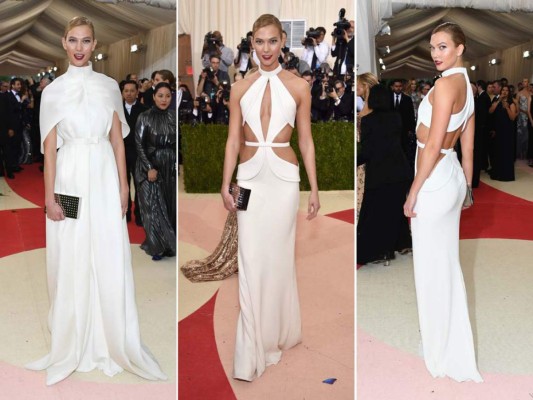 Karlie Kloss o el arte de transformarse en la alfombra roja del Met. La modelo llevó un diseño de Brandon Maxwell