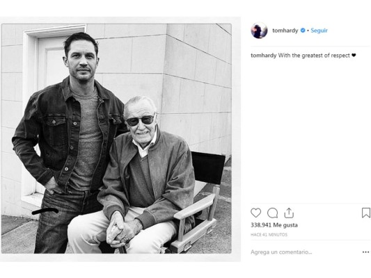 Tom Hardy que diera vida recientemente a Venom también despidió del patriarca de Marvel: 'Con el más grande de los respectos'