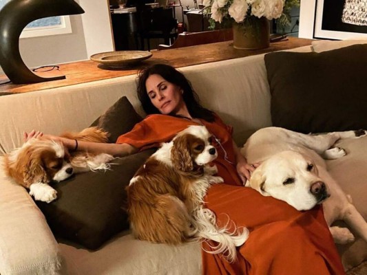 Courteney Cox primero cenó con su hija y después durmió con sus perros.