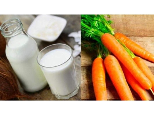 Leche de coco y zanahoria: Mezclar leche de coco junto a zanahorias creará una increíble mezcla capilar que ayudará a promover el crecimiento de nuevos cabellos.