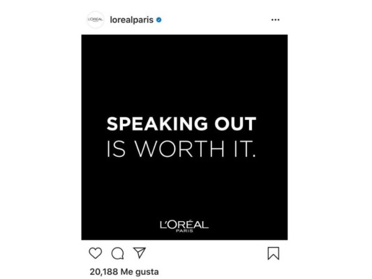 L'ORÉAL PARIS USA: L’oreal por su parte confirmó su colaboración con la NAACP; 'Para apoyar el progreso en la lucha por la justicia, Alzar la voz merece la pena', anunció la marca a través de las redes sociales.<br/>