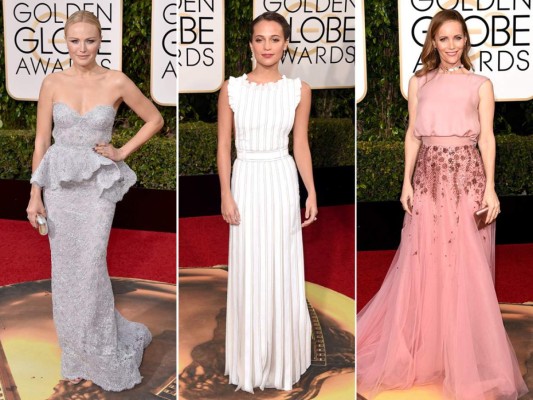 Malin Akerman, Alicia Vikander en Louis Vuitton y Leslie Mann