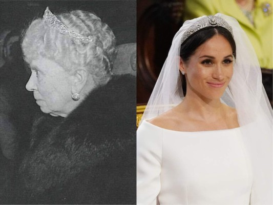 Meghan Luce la tiara de filigrana de la reina Mary de Teck