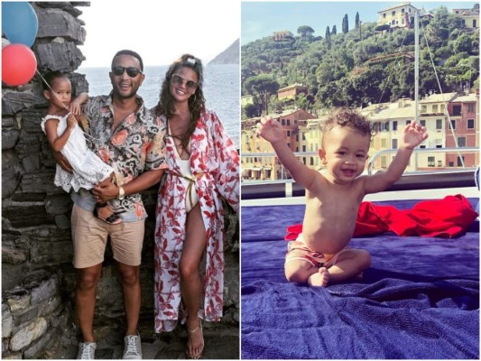 El cantante John Legend y su esposa la modelo Chrissy Teigen presumieron de sus vacaciones en familia en Portofino