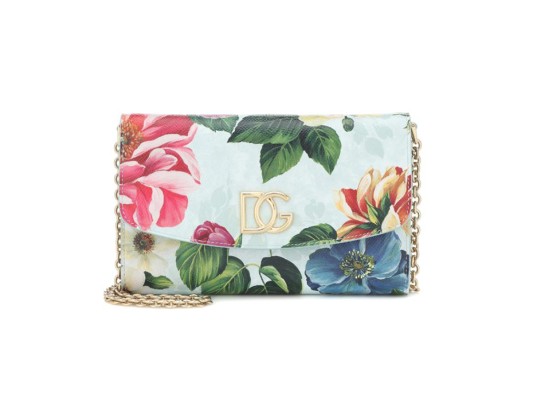 Cartera de cuero floral