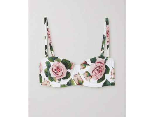 Top de bikini con aros y estampado floral